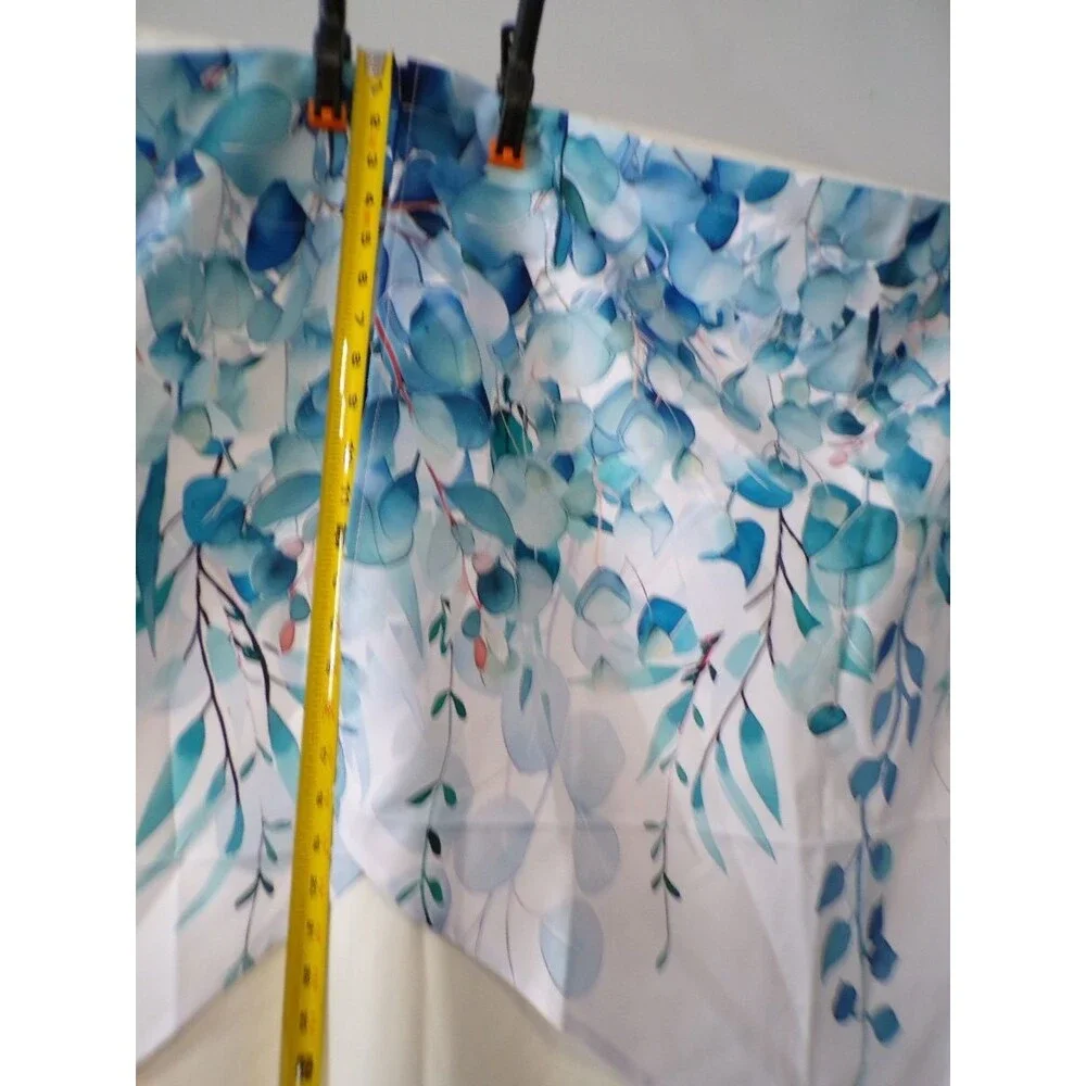 VCNY Eucalyptus Watercolor Valance 54 x 18 in Teal Blue Polyester